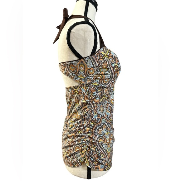 Tommy Hilfiger Brown and Blue Paisley Swim Top - Picture 4 of 9